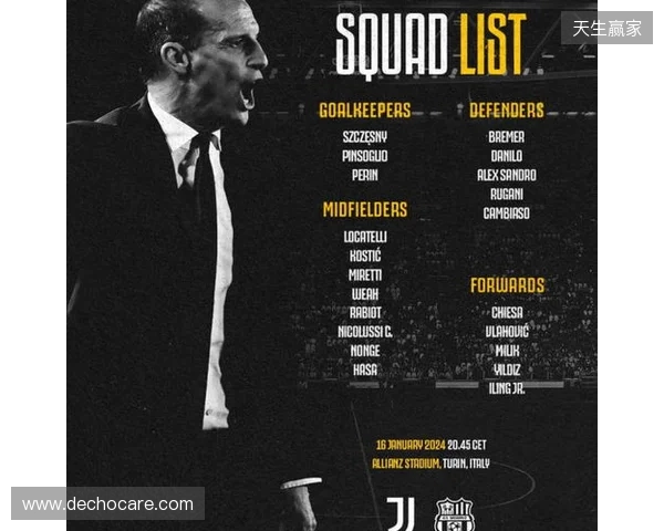 尤文vs萨索洛名单：伊尔迪兹，图拉姆领衔；弗拉霍维奇复出